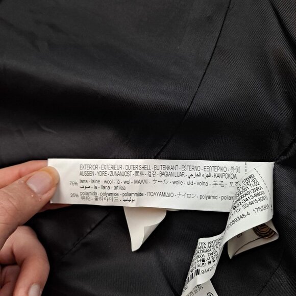 Zara x Manteco Wool Coat Woman Large Black Gold Button Jacket Academia Heritage - Picture 6 of 11